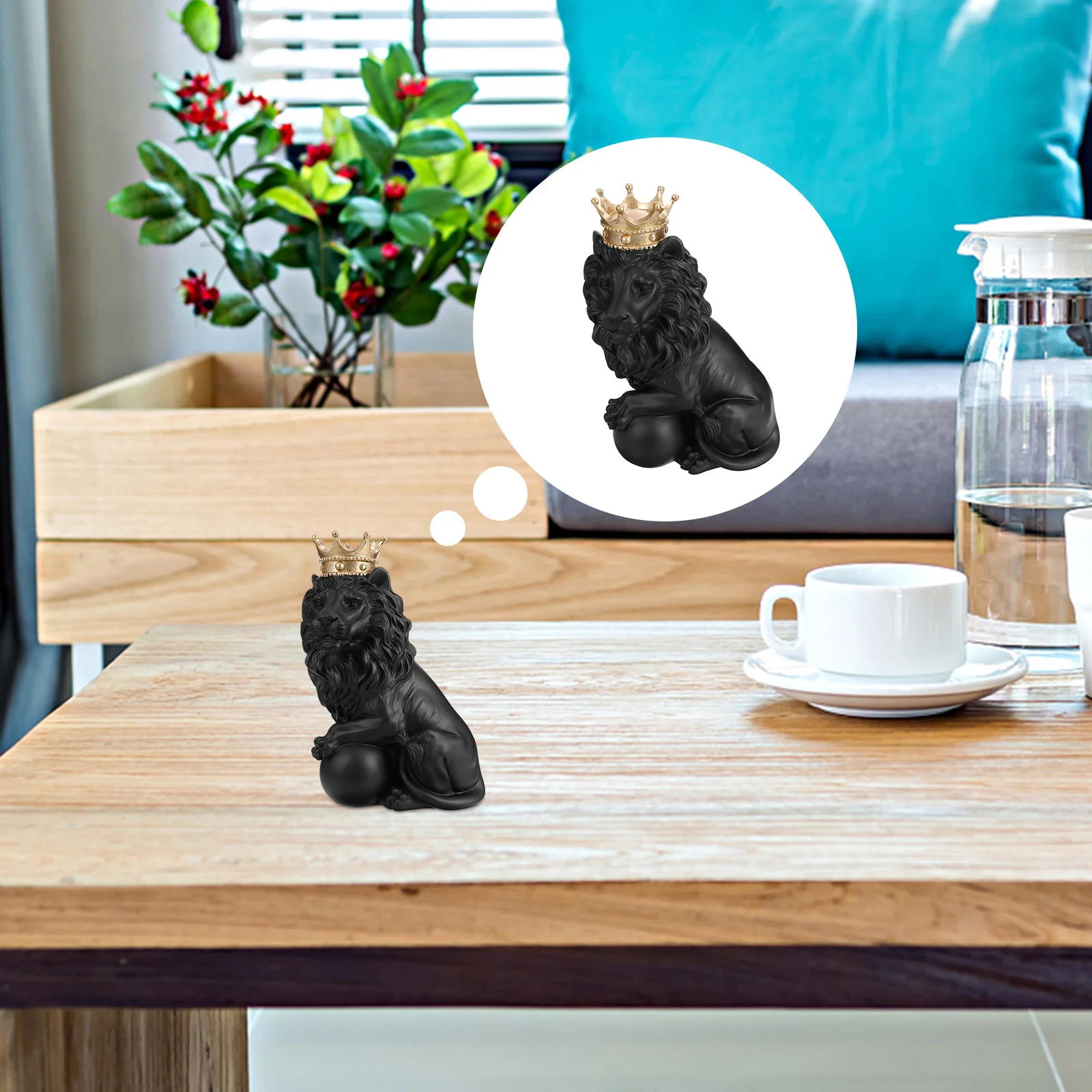 

1Pcs Elegant Resin Crown Lion Statue Artistic Nordic Decoration Lightweight Living Room Bedroom Desktop Ornament