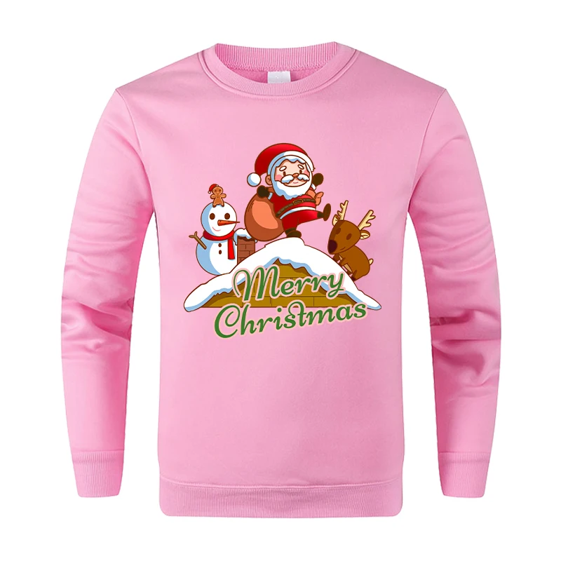 New Men Christmas Print Hooded Fall Fashion Sweater Fashion Loose Plus Size Men’s and Women’s Sweater