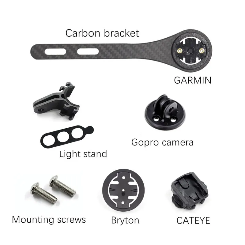 KOCEVLO Serat Karbon Sepeda Balap Sepeda Gunung Komputer Stopwatch Speedometer Dudukan untuk Garmin Cateye Bryton Gopro