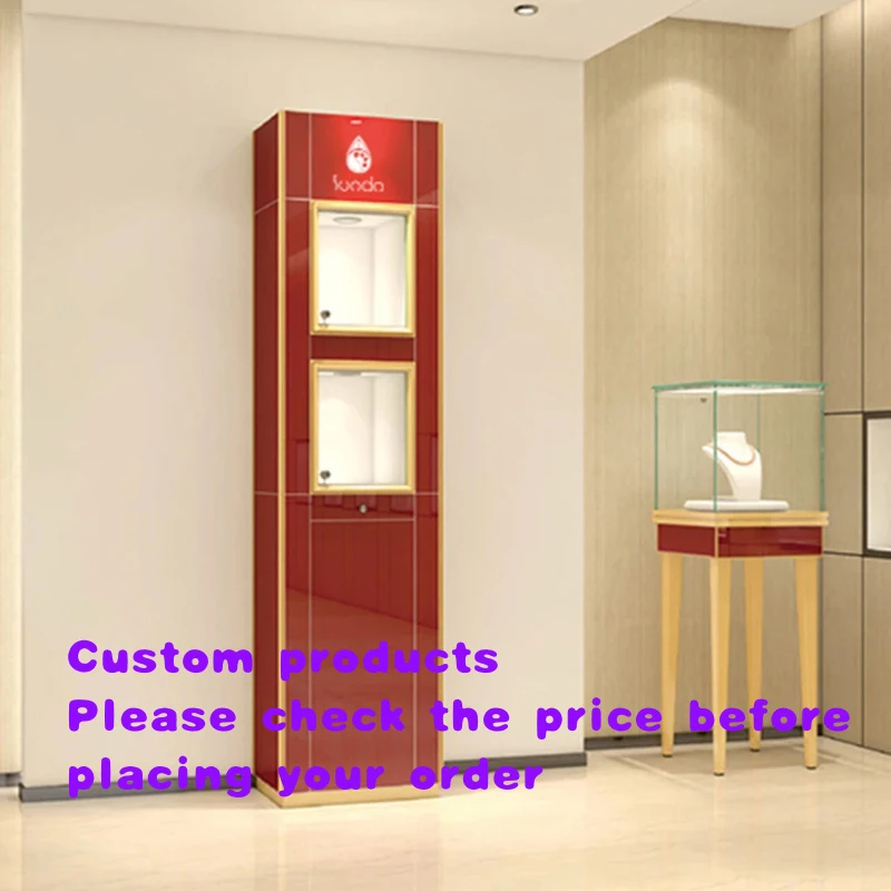 custom.Custom Durable Tempered Glass & Stainless Steel LED-Lit Luxury Modern Jewelry Display Cabinet Jewelry Shop Showcase