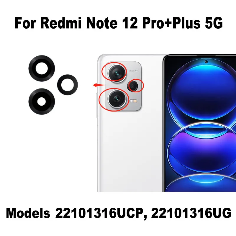 1PCS For Xiaomi Redmi Note 12 Pro Plus + 4G 5G Back Camera Glass Rear Lens Cover With Frame Ahesive Sticker Replacement