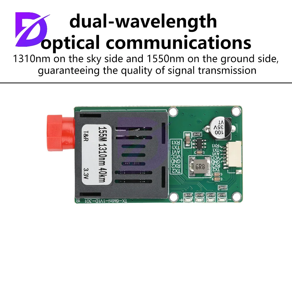 Módulo transceptor óptico Sky/Earth TTL DC 5.5-26V FC RX/TX/AV/VCC/GND Interface para drones TTL para módulo de fibra óptica