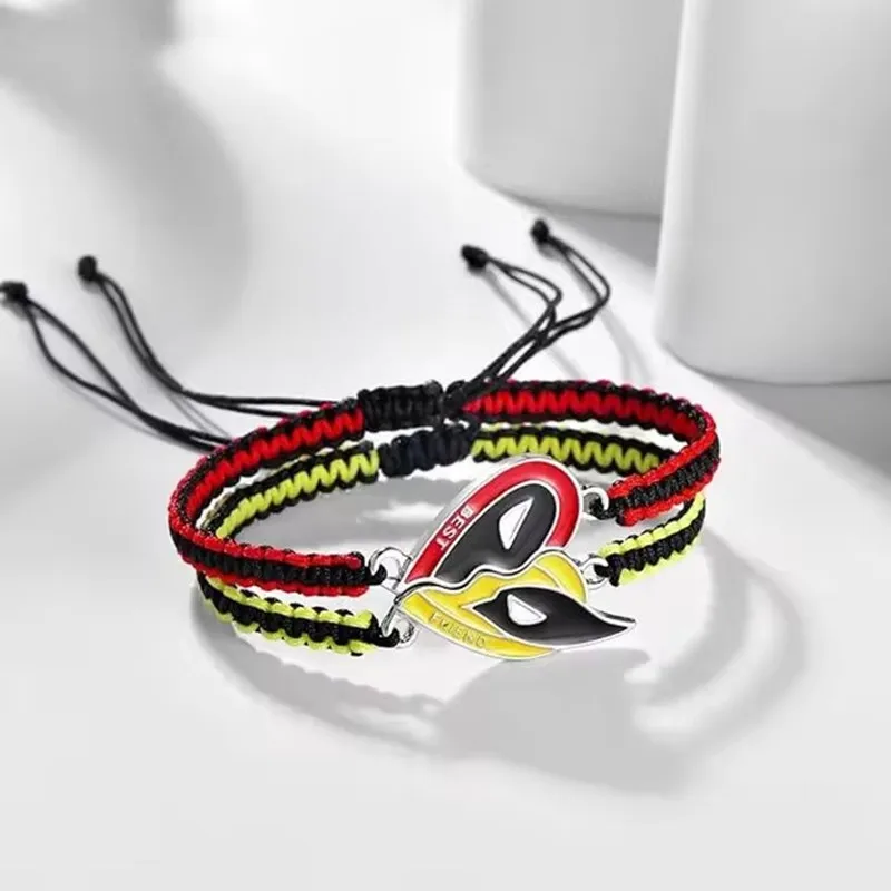 2pcs Anime Figure Deadpool&Wolverine Bracelet Keychain Decoration Handsome Necklace Accessories Best Friend Surprise Gifts