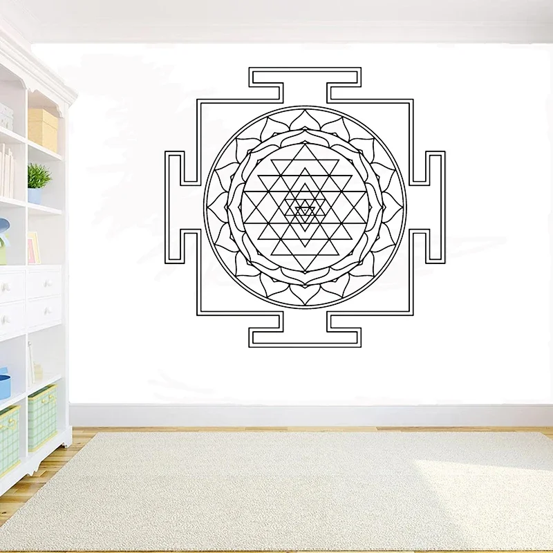 Sri Yantra winylowa naklejka ścienna Yantra mandala logo dekoracja naklejka ścienna DIY dekoracja pokoju wystrój domu do salonu G726