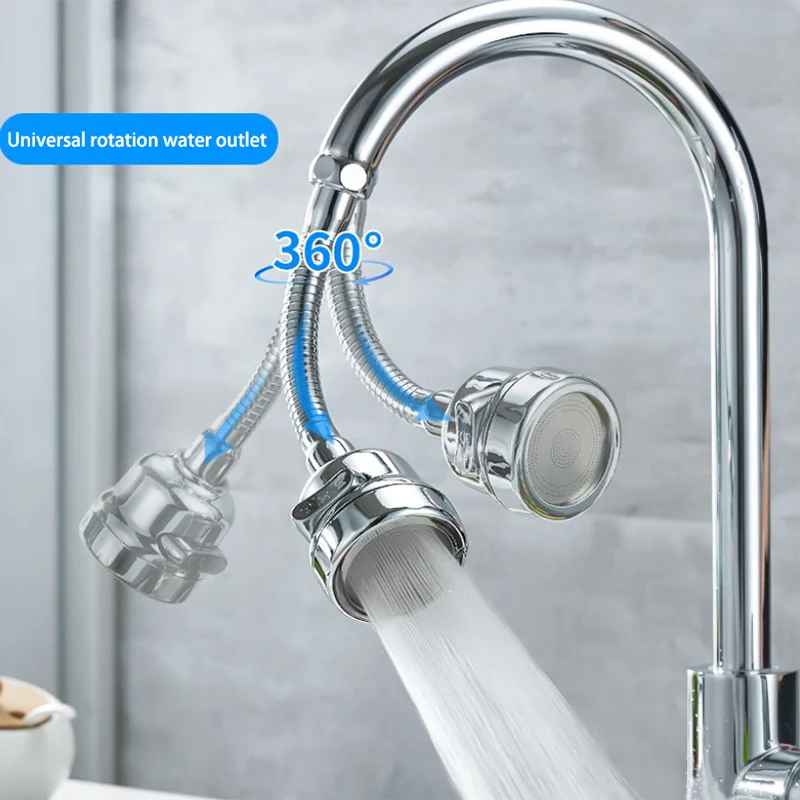 Kitchen Faucet Anti-splash Head Three-speed Pressurized Extender Faucet Water-saving Universal Rotating Extension Bubbler