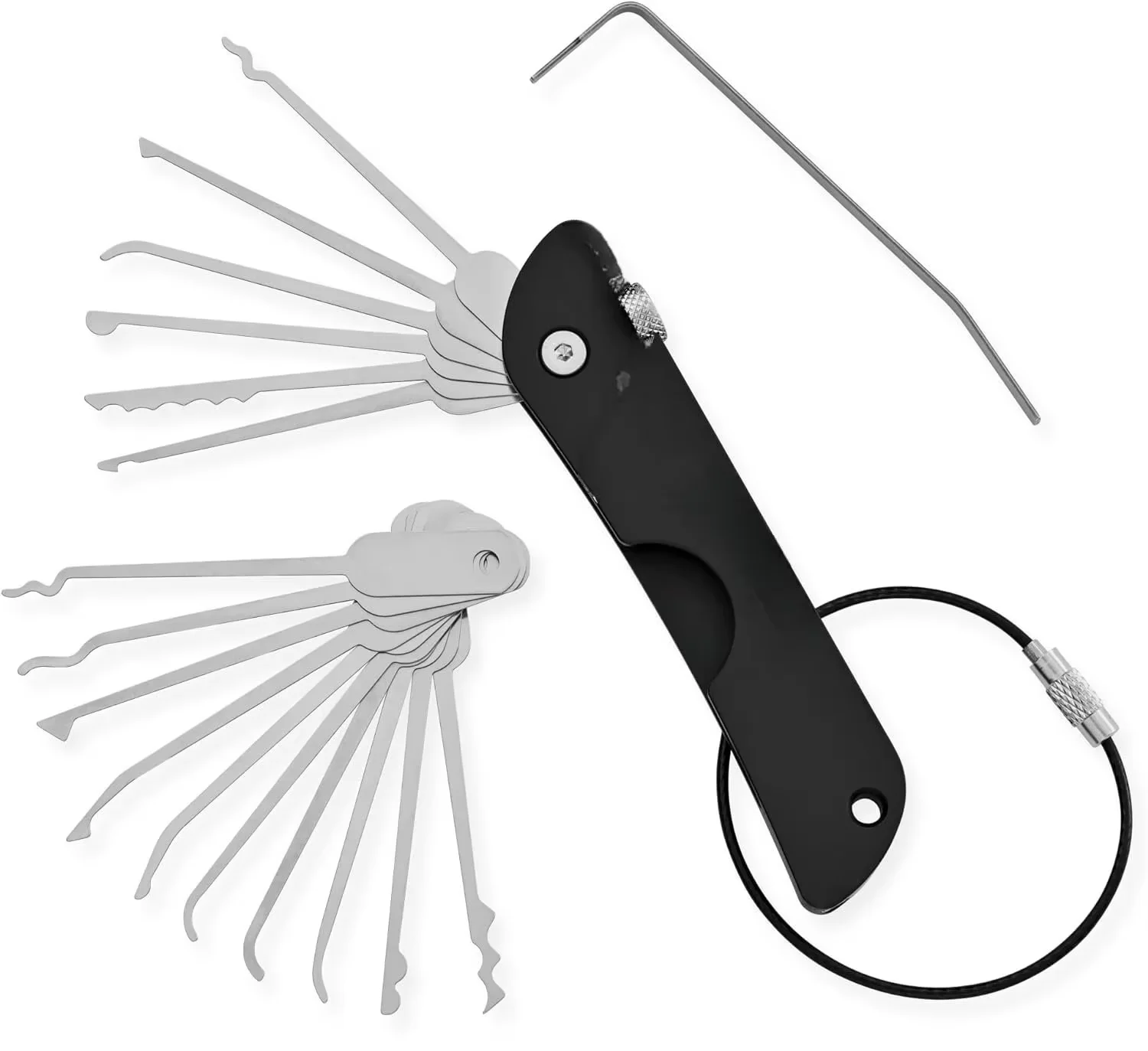 21-teiliges kompaktes Schloss-Picking-Set, rostbeständig, vielseitig einsetzbar, Türschlüssel zum Öffnen, Schlüsselersatz, praktisches Mini-Haken-Entferner-Set