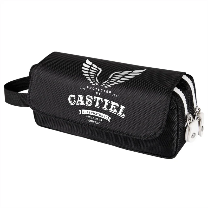 Supernatural Large Capacity Pen Pencil Case, Fold Canvas Stationery Storage Bag Organizer for Cosmetic Travel Student