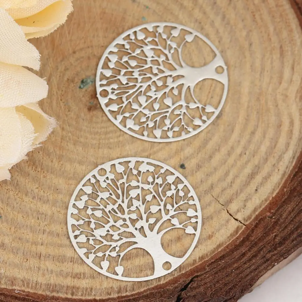 DoreenBeads Iron/Copper Alloy Filigree Stamping Connectors Round Gold Color Tree/Flower Making Jewelry Findings 20mm Dia, 10PCs