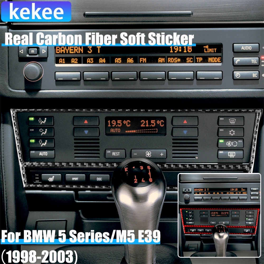 

Real Carbon Fiber Car Accessories Center Climate Trim Cover Soft Sticker For BMW 5 Series/M5 E39 1998 1999 2000 2001 2002 2003