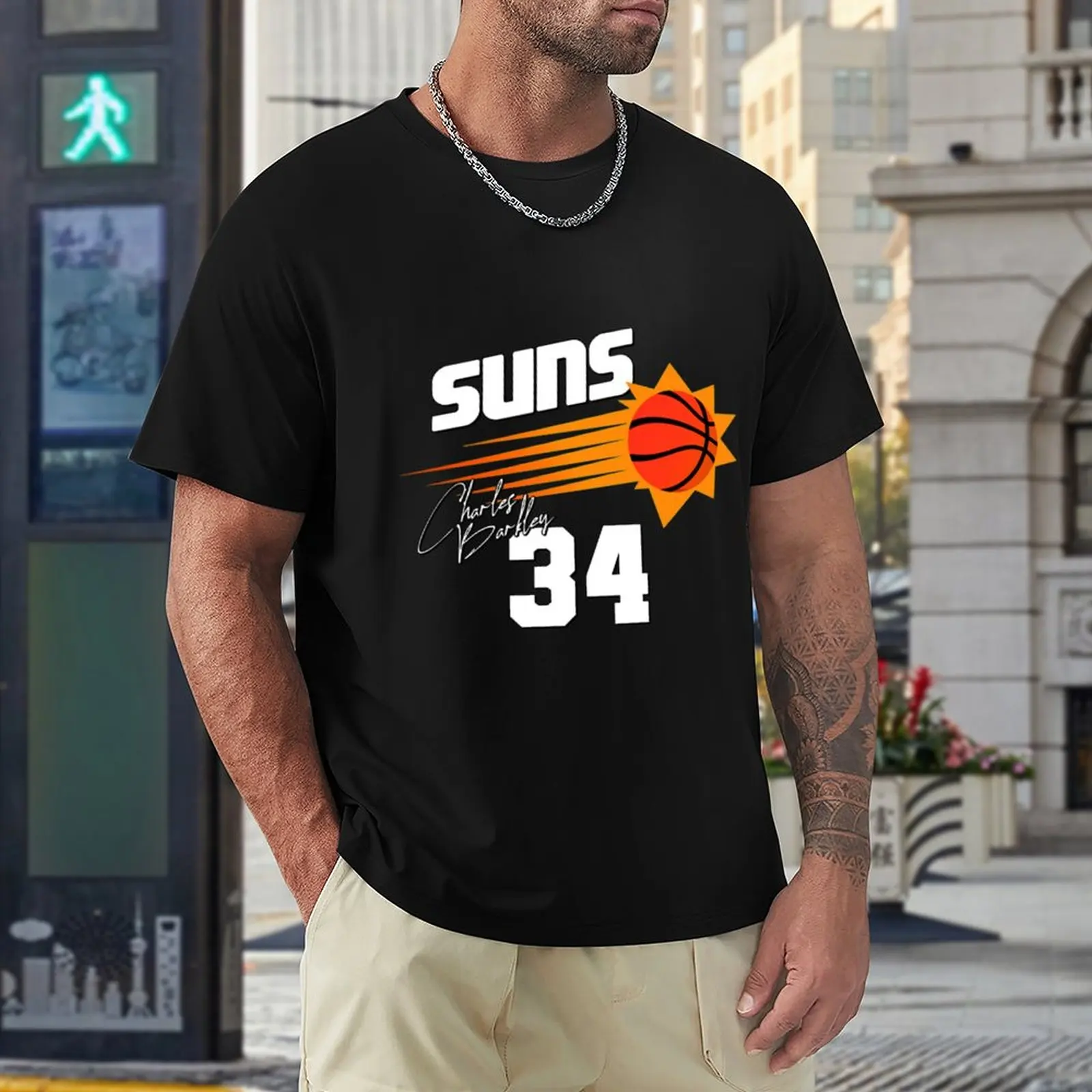 Charles Barkley T-ShirtRetro 90s Style Charles Barkley Suns Fan Art T-Shirt summer tops quick-drying t-shirt Men\'s t shirts