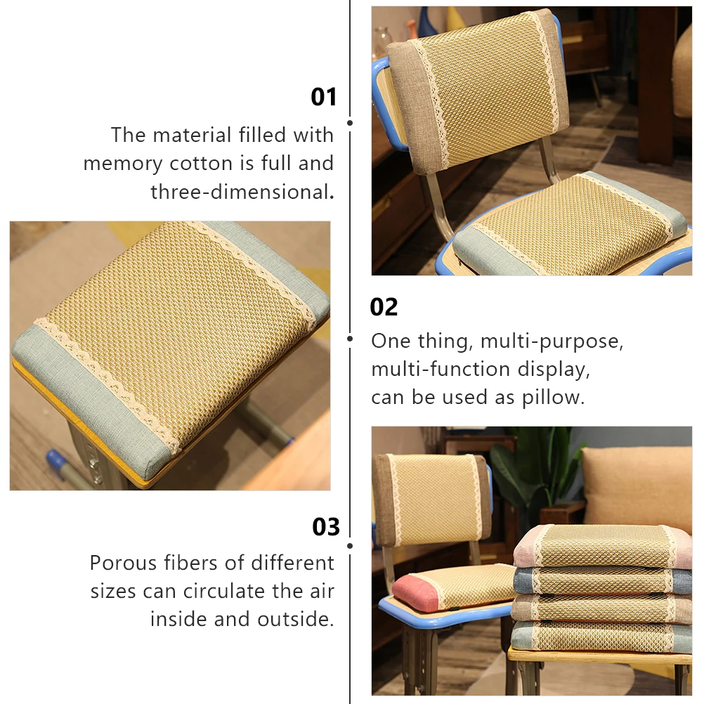 

Linen Seat Cushion Cooling Pad Summer Soft Breathable Chair Pad Memory Cotton Pillowcase Liner Detachable Zipper Design