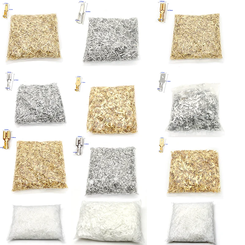 Gold/Silver 2000 Pcs 2.8/4.8mm 5000Pcs 6.3mm Female+Male Crimp Terminal Connector Brass Car Speaker Electric Wire Connectors Set