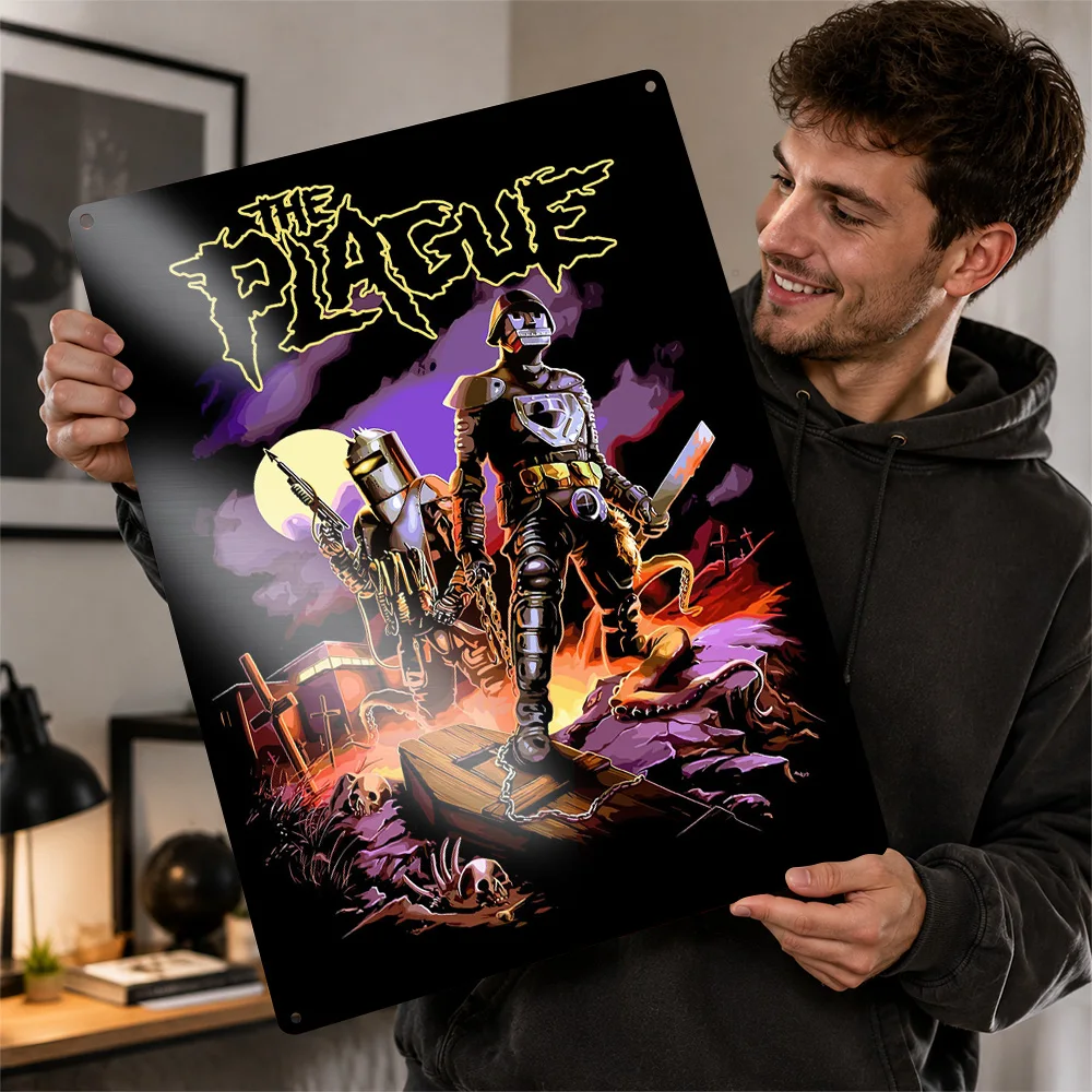 The Plague Post Apocalyptic Warriors Printed Poster Personalized Aluminum Metal Sign Dark Thriller Wall Art Ideal In Game Rooms