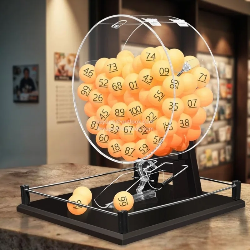 Free 100 Balls, Large Golden Lottery Machine, Ball Shake Machine Number Selector, Opening Bid Turntable