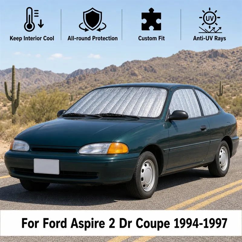 Pare-soleil complet pour fenêtres de voiture Ford Aspire 2 portes Coupé 1994-1997, protection UV, isolation thermique, rideau de voiture pliable pour la confidentialité