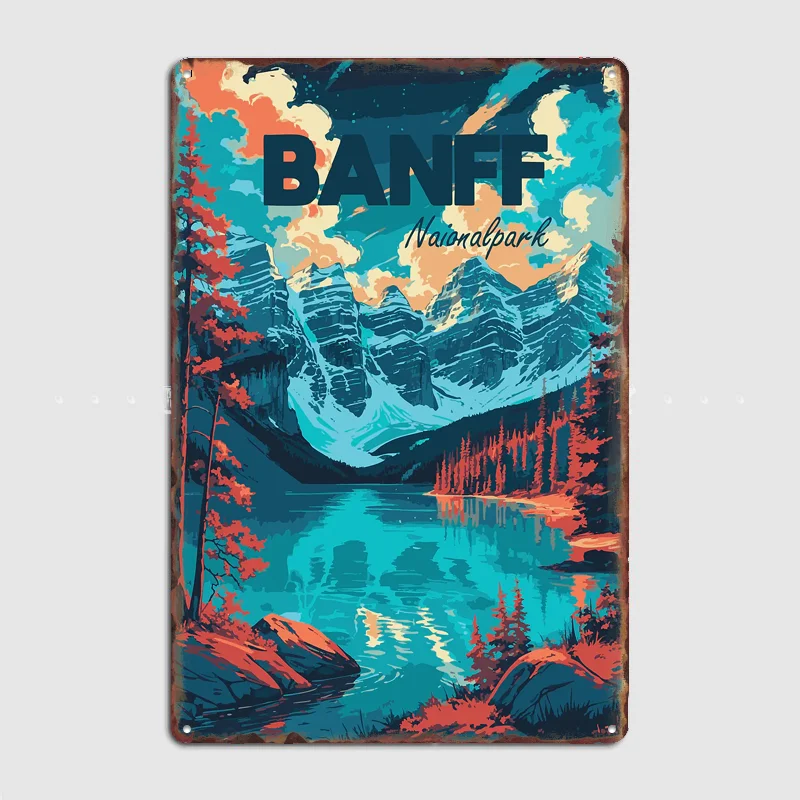 Banff National Park Landscape Art Travel Poster Metal Sign Indoor Outdoor Home Decor Bar Custom Posters Wall Room Decorations