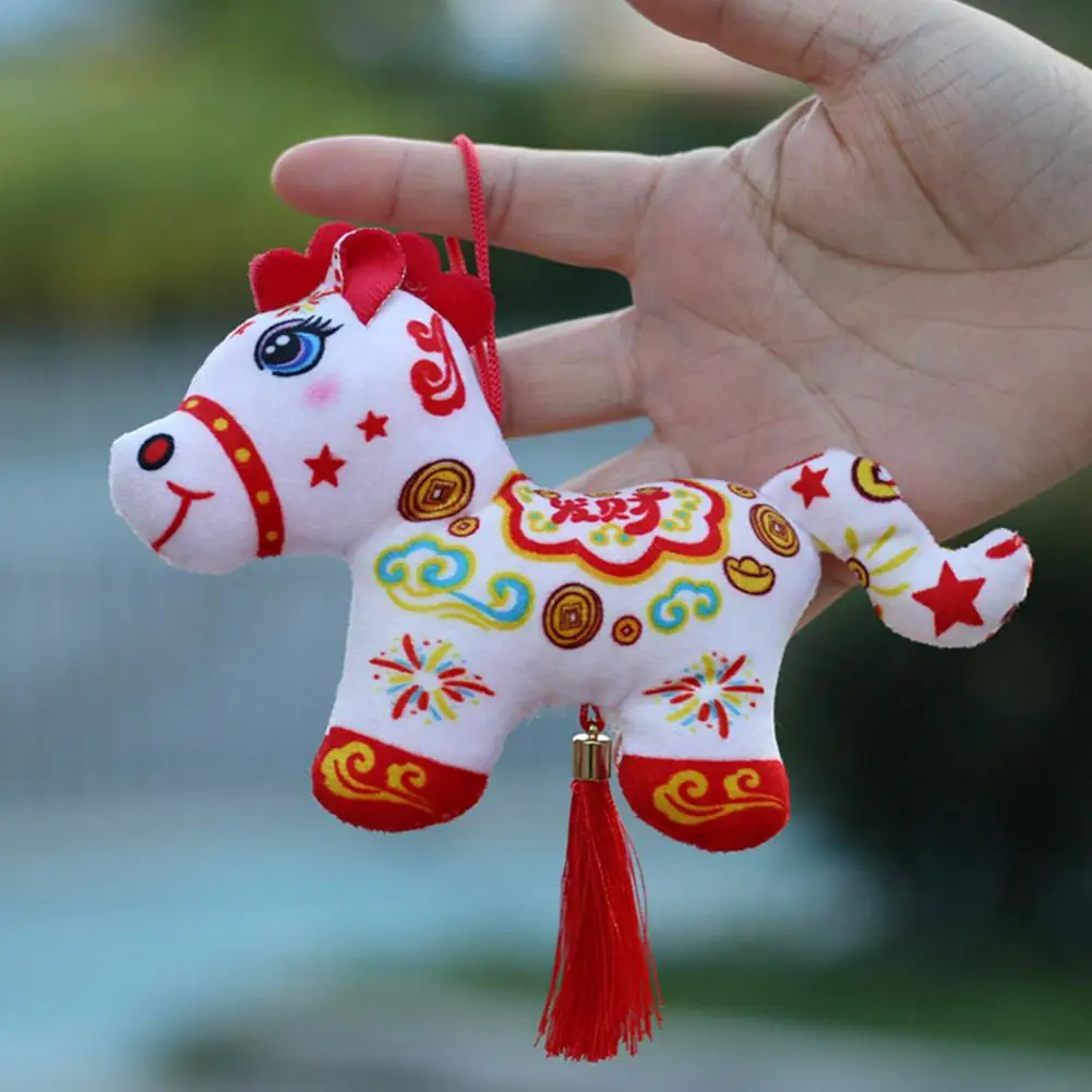 Pferde-Anhänger, Schlüsselanhänger, Plüsch, Glückspferd, Puppe, weiches Sternzeichen, Pony-Figur, 2026, Jahr des Pferdes, niedliche Tasche, Rucksack, dekoratives Geschenk