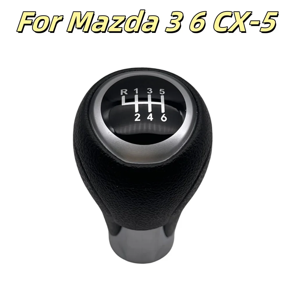 Gear Car Manual NEW Shift Knob Shifter Lever Stick Black Leather 6 Speed For Mazda 3 6 CX-5 2014-2017 KD5346030A Car Accessories