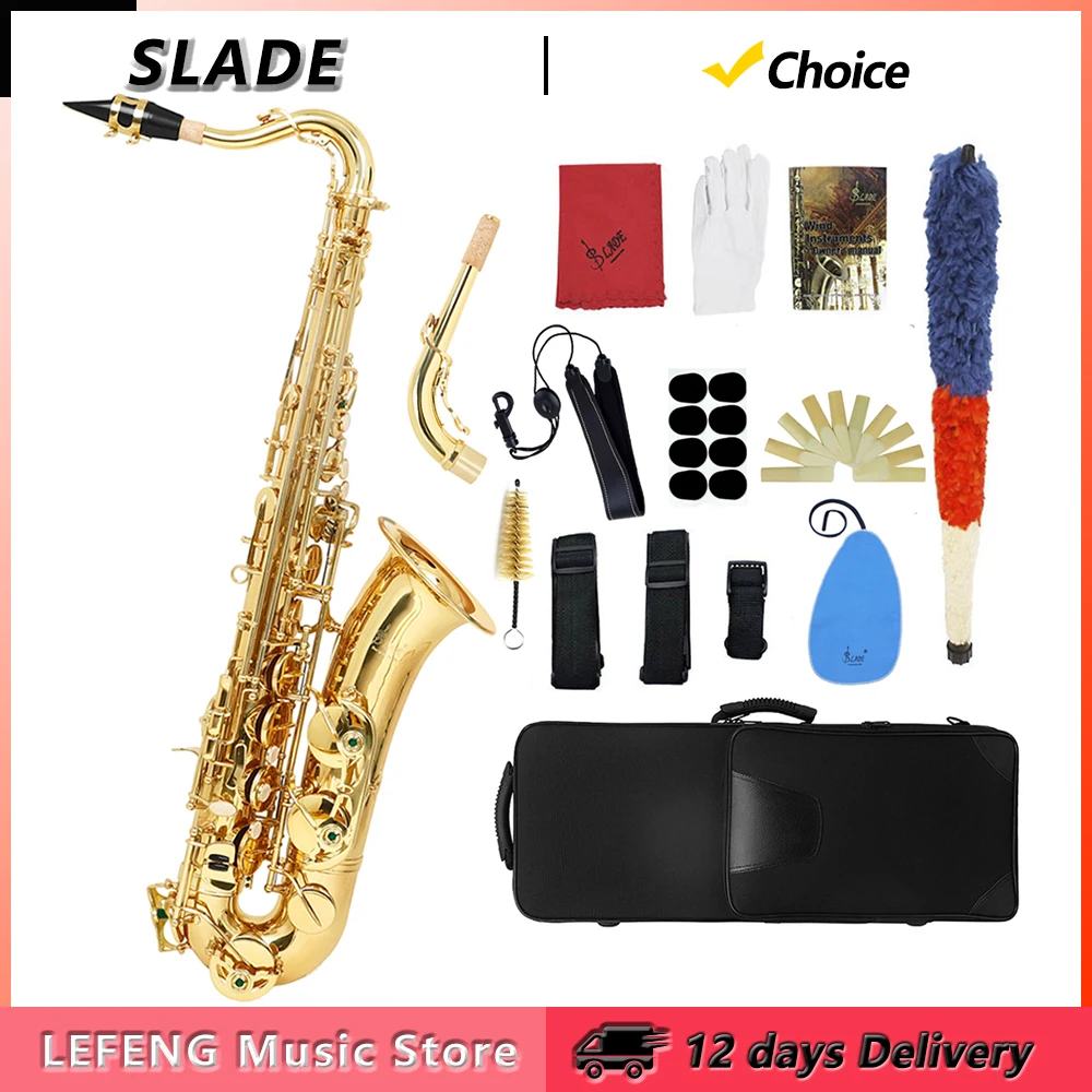 SLADE Alto Saxophone C Key Brass Body Carved Sax Professional Woodwind Instrument Saxofone with Case Reeds Parts & Accessories