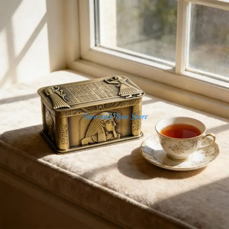 HX6F Vintage Inspired Anubis Jewelry Holder Sturdy Zinc Alloy Material Storage Box