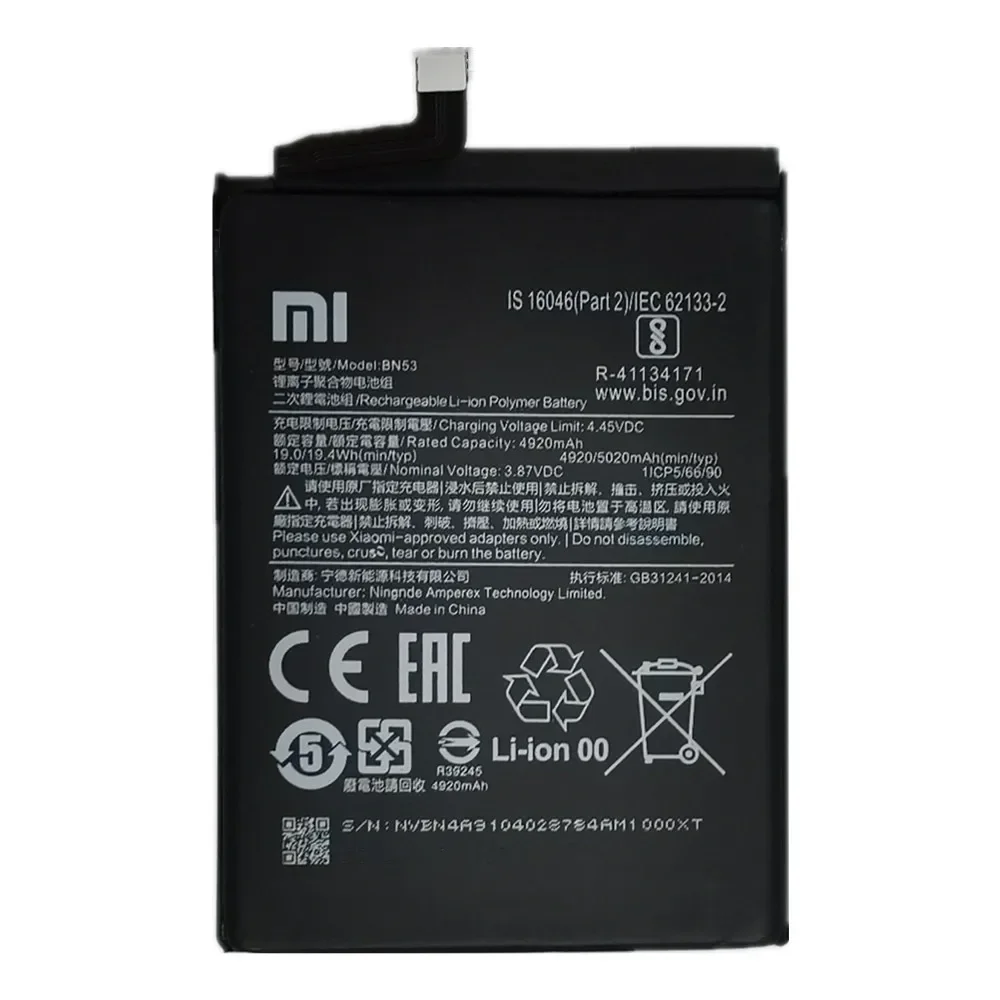 2024 Years 100% Original Battery BN53 For Xiaomi Redmi Note 10 pro 10pro (Global) / Redmi Note 9 Pro 9Pro Phone Battery Bateria