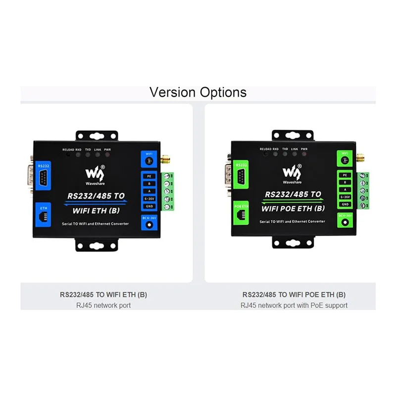 AK51-Waveshare Convertitore server seriale di livello industriale da RS232/485 a Wifi e Ethernet, da Ethernet a Wifi, gateway MQTT, seriale P
