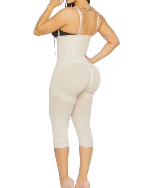 Shapewear pants with sleeveless stepless straps  High Compression Slimming Control Belly Garments Front Closure Buttocks Butt