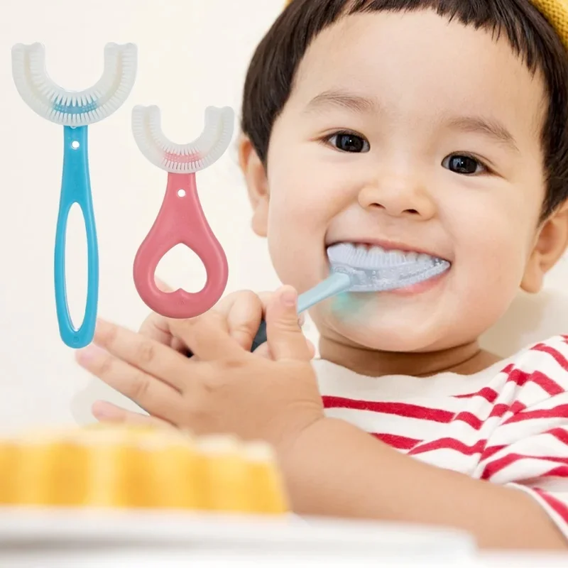 1-4pcs Baby Toothbrush Children 360 Degree U-shaped Child Toothbrush Teethers Baby Brush Silicone Kids Teeth Oral Care Cleaning