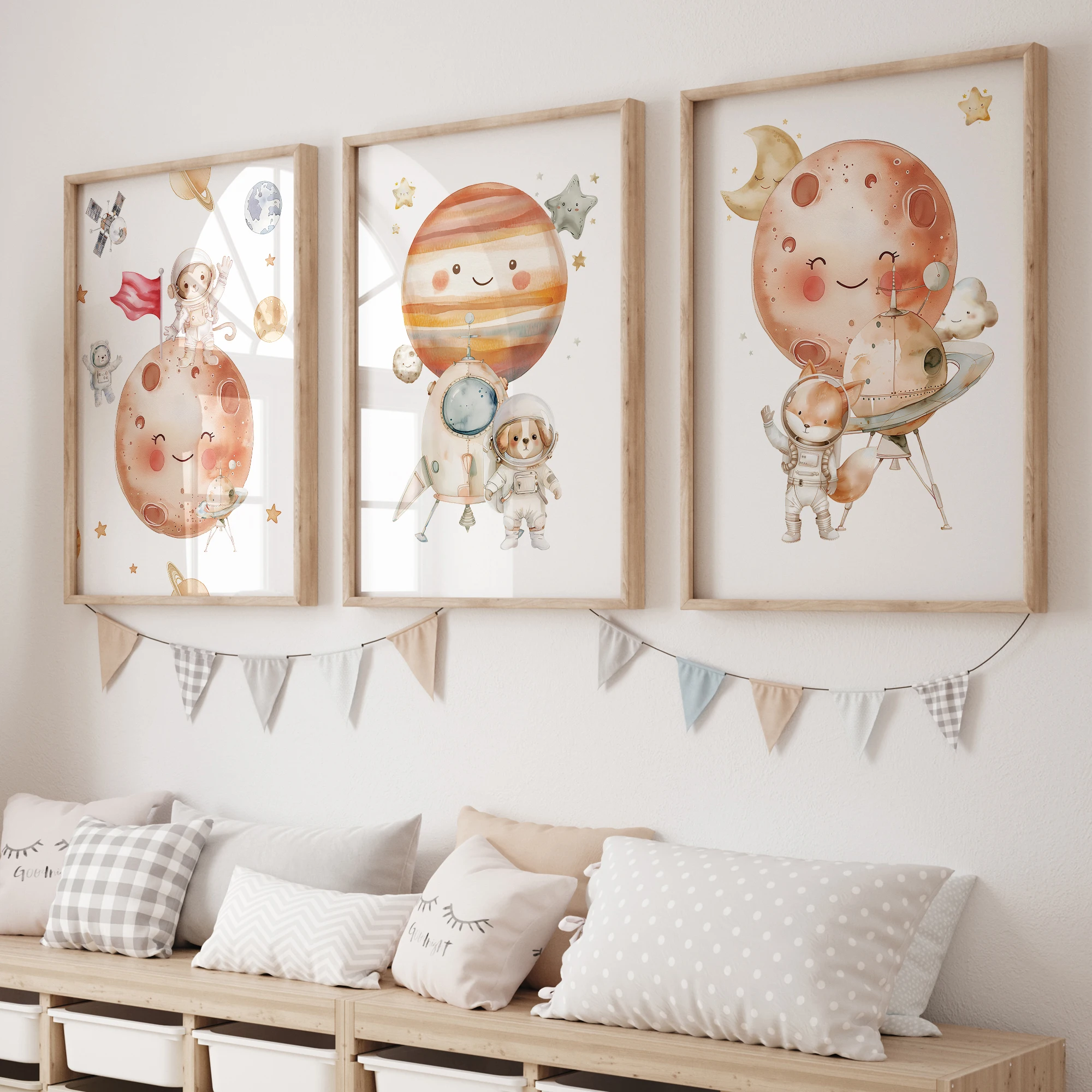 

Small Animal Aviation Group Photo 3pcs Wall Art Prints Canvas Painting Poster Picture For Living Bedroom Kids Room Home Decor