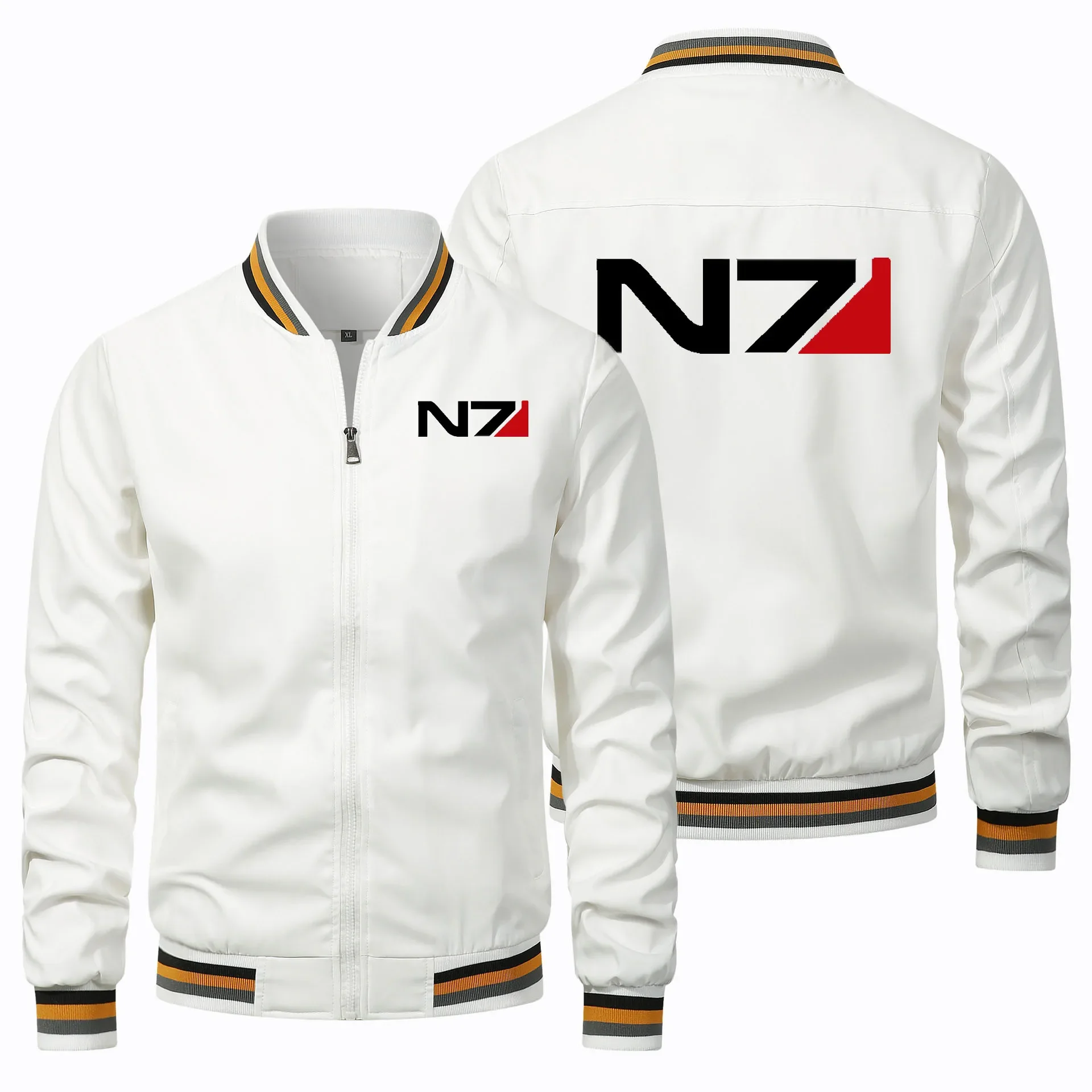 

Cosplay N7 Mass Effect jacket Men Anime Solid color sports jacket men printing Streetwear Large size Men's Bomber Jacket