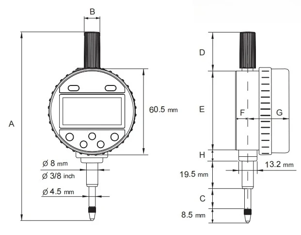 Measuring Range 0-12.7/25.4/50.8mm IP65 protection Digital Indicators