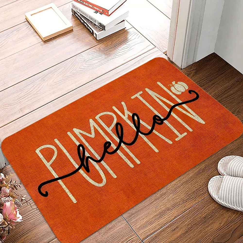 VIKAMA Happy Fall Yall Pumpkin Door Mat Thanksgiving Autumn Non-Slip Welcome Creative Decorative Seasonal Floor Mat for Home Dec
