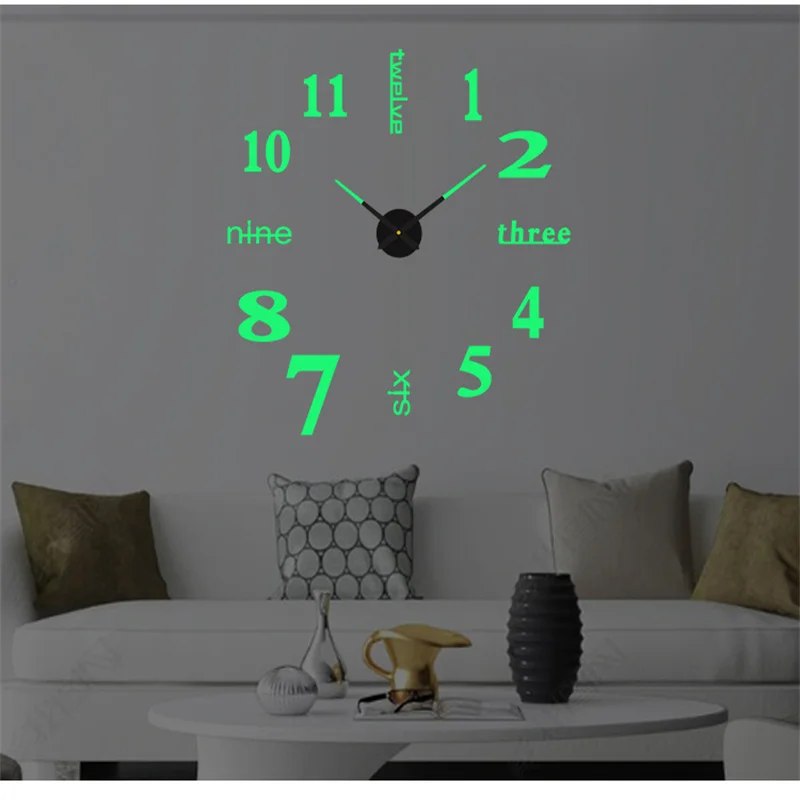 New 3D Large Size Acrylic Mirror Wall Clock Sticker Fashion DIY Quartz Clocks Watch Home Decoration Modern Design Fashion Gift