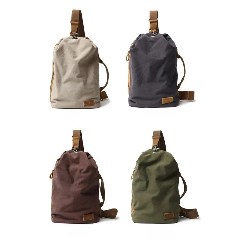 

Men's Large Capacity Canvas Waist Bag, Outdoor Chest Pack Sling Shoulder Bag, Trendy Crossbody Hip Pack for Travel