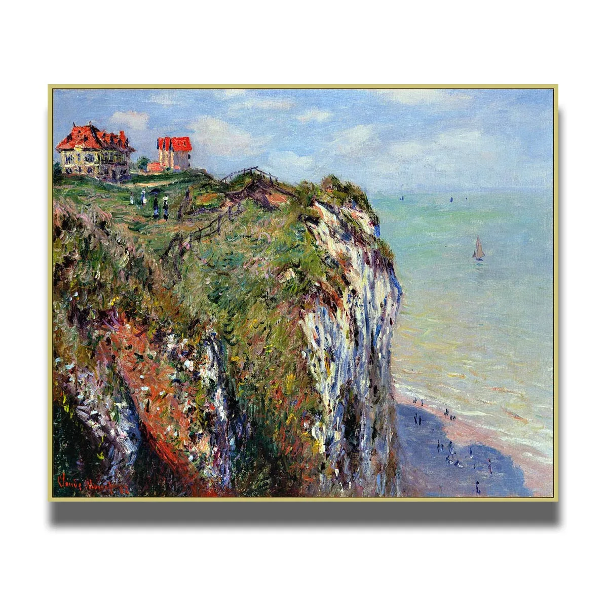 

Hand painted high quality landscape painting reproduction of Cliff at Dieppe by Claude Monet Modern wall artworks free shipping