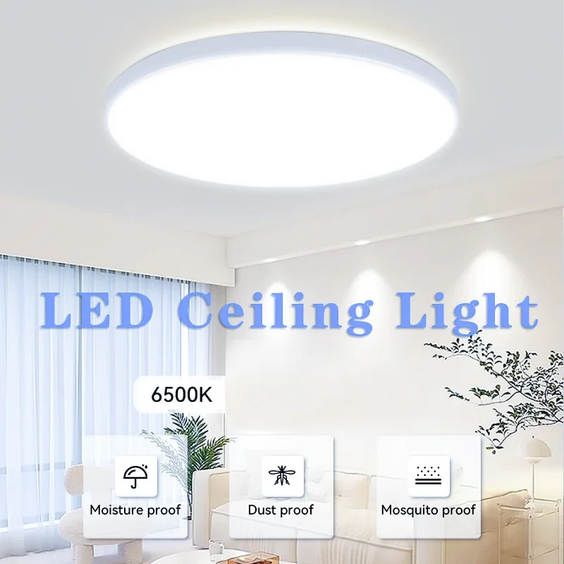 LED Ceiling Light Round Cold White Dust-proof Moisture-proof Ceiling Light For Bedroom Bathroom Kitchen Hallway Stairs Lighting