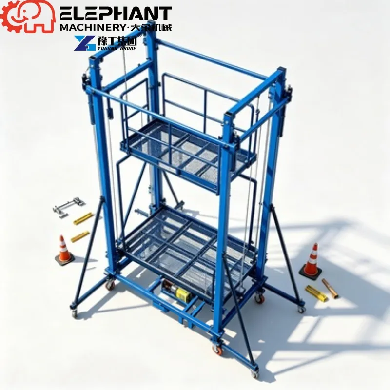 Electric Lifting Scaffold, Wireless Remote Control Foldable Mobile Work Platform For External Wall Painting Building Renovation