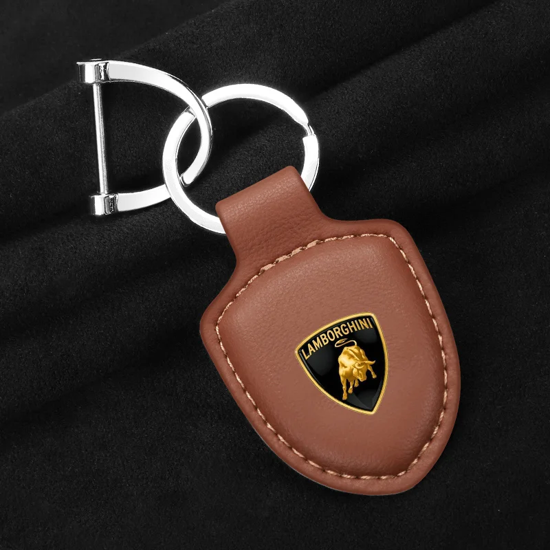 New Car Shield Keychain Rings For Lamborghini Urus Huracan Aventador Premium Leather Keyring Holder Pendant Gifts Accessories view 2