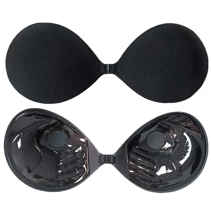 Unsichtbarer Push-Up-BH für Damen, Rückenfreier Trägerloser BH, Nahtloser Vorderverschluss-Bralette, Selbstklebende Silikon-BH-Einlagen