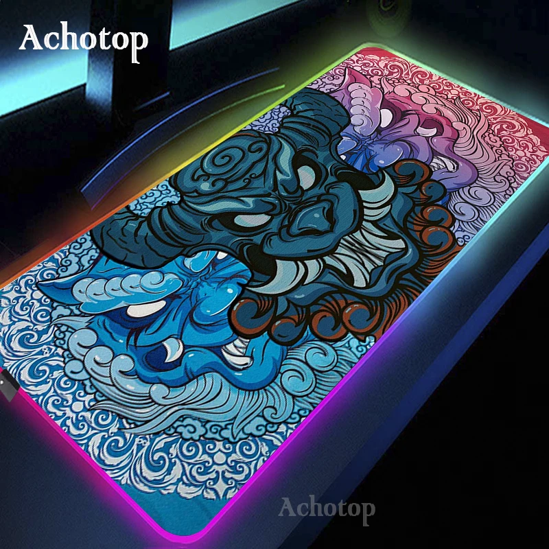 

Master of The Devil Large RGB Mouse Pad Company LED Mousepad Game Mat Cool Anime Mouse Pad Gaming Accessories Keyboard Desk Mat