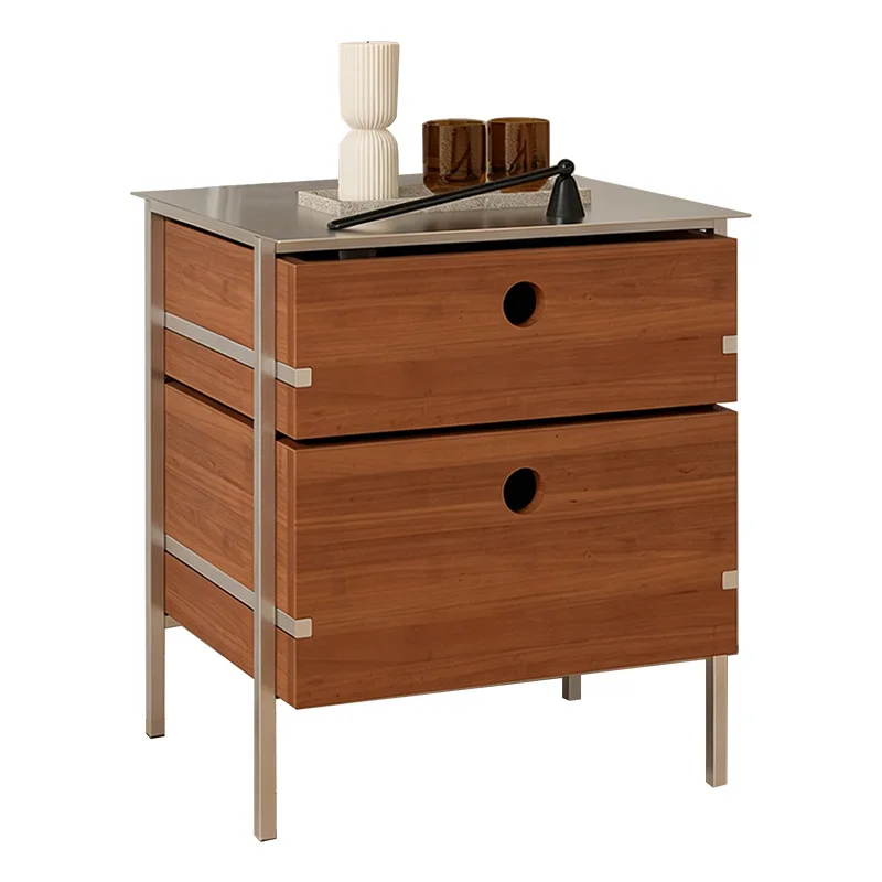 Bauhaus Nordic solid wood stainless steel chest of drawers living room bedroom locker large capacity sofa side coffee table