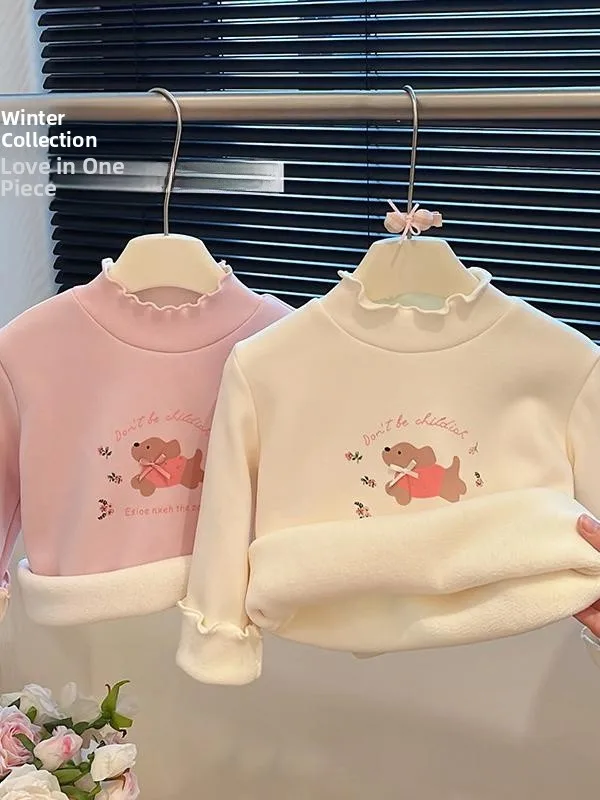 

Thiened Fce Sweatirt for Girls Long Sve Printed Warm Comfortable Base Layer Top Chinese Brand Winter New Arrival