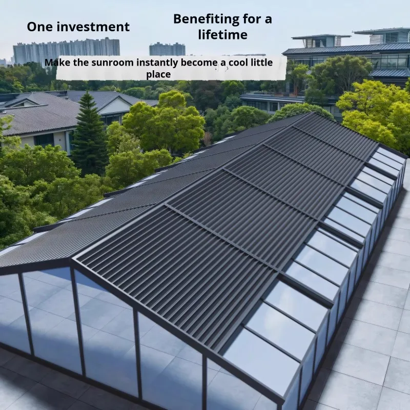 Customized Aluminum Alloy Retractable Roof Canopy Intelligent Windproof Electric Roller Blind Sunroom Shade Remote Control