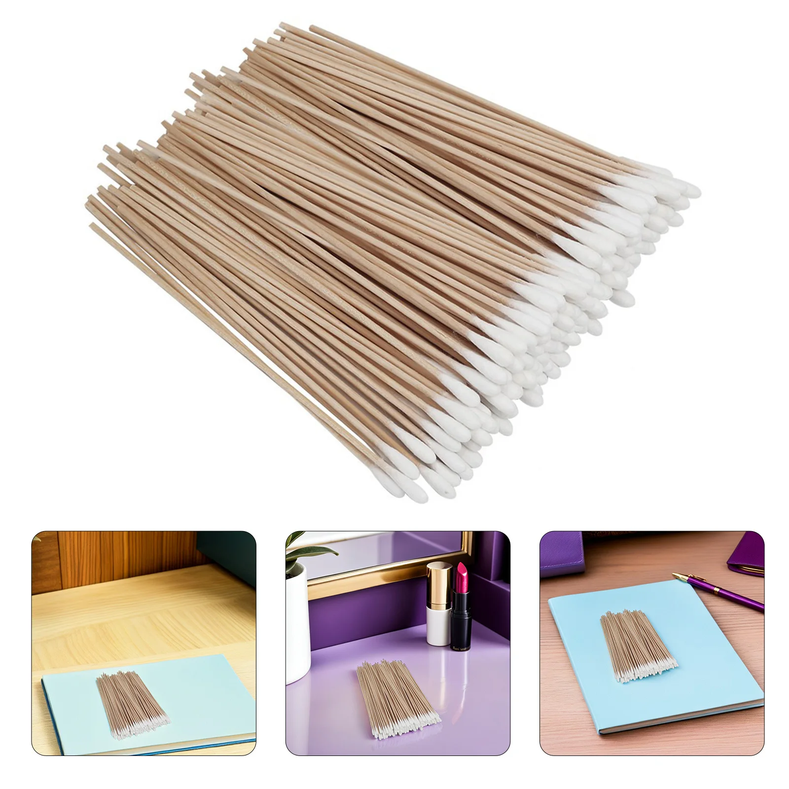 

500pcs 15Cm Long Handle Cotton Swabs Hygienic Wooden Stick Single Head Multi-Purpose Cleaning Tool For Jewelry Precision