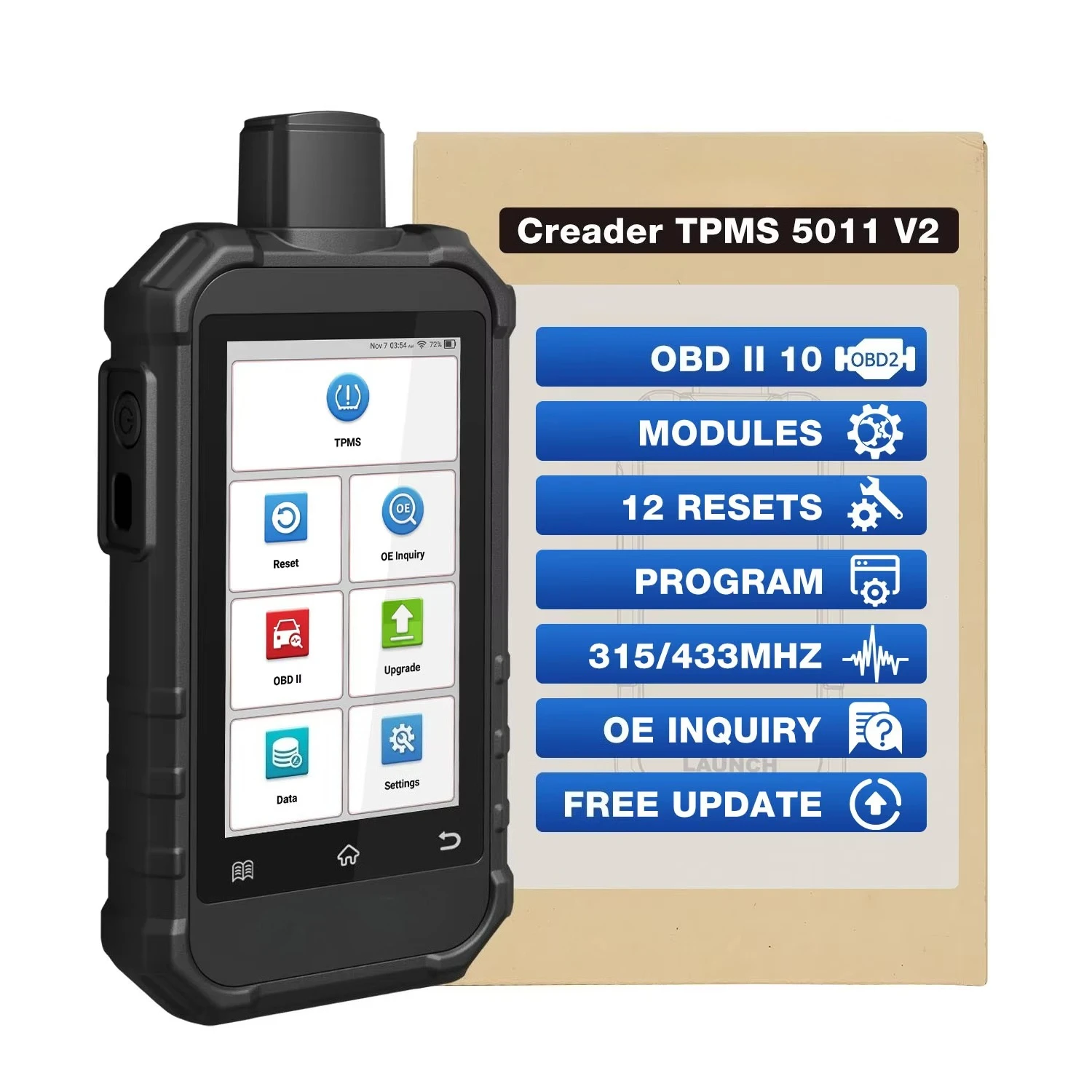 2026 CRT5011 V2 Newest TPMS Relearn Tool OBD2 Scanner Code Reader Tire Pressure Activation Read/Program/Reset SDK