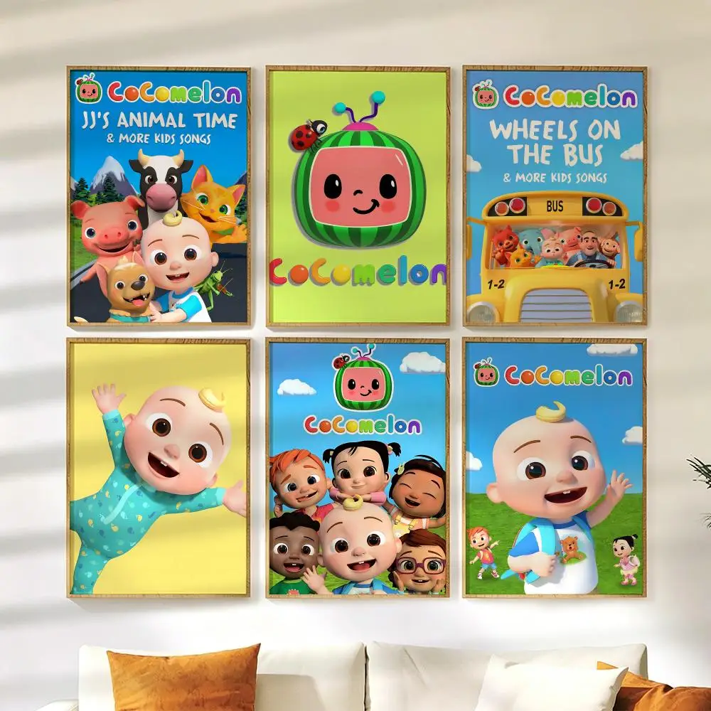 Póster de la serie animada para niños C-CocomelonS, decoración de pared autoadhesiva versátil HD impermeable para el hogar y el dormitorio
