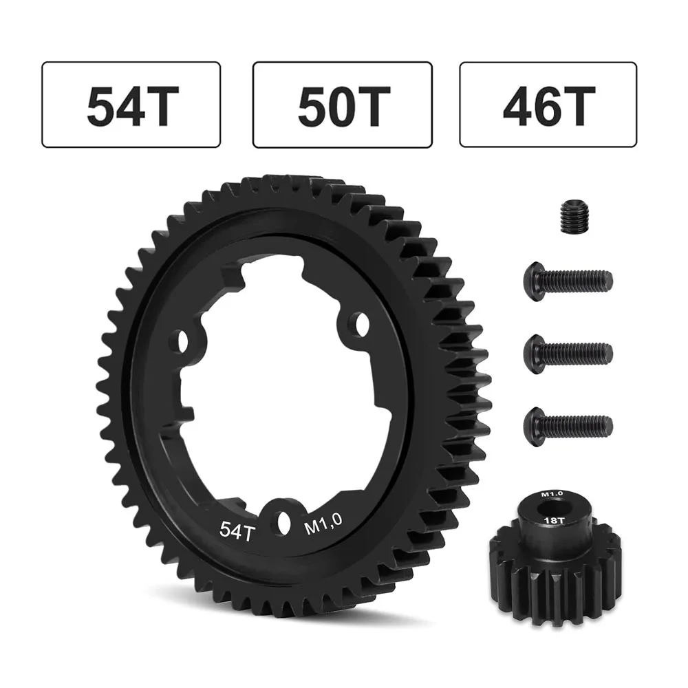 Stalowa przekładnia czołowa 46T/50T/54T M1 z przekładnią zębną silnika 18T do Traxxas 1/5 X-Maxx 1/7 XO-1 1/10 Maxx/E-Revo 2.0 VXL Akcesoria