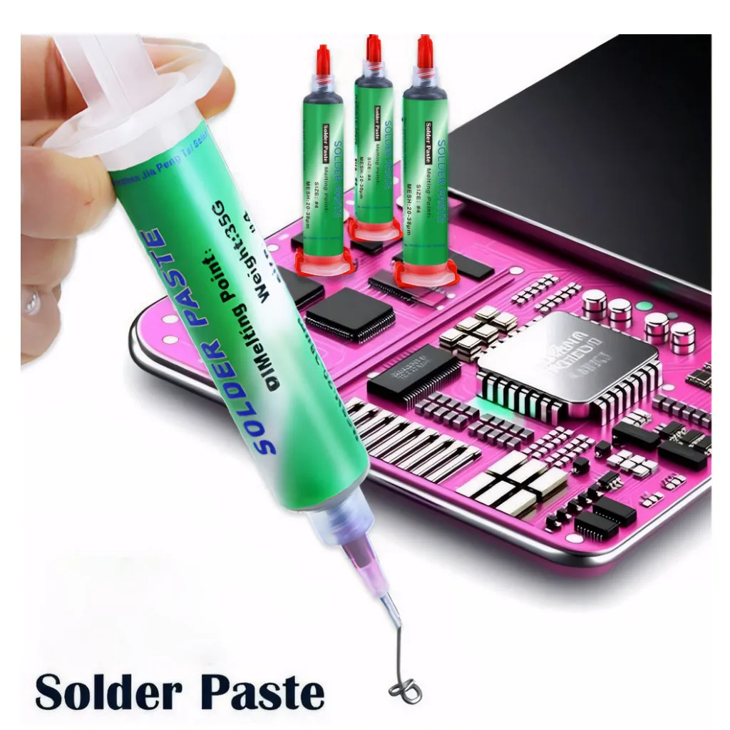 SAC307 Solder Paste Lead-Free No-Clean Sn99Ag0.3Cu0.7 for SMT PCB Reflow Soldering, Professional Welding Paste Flux for Circuit
