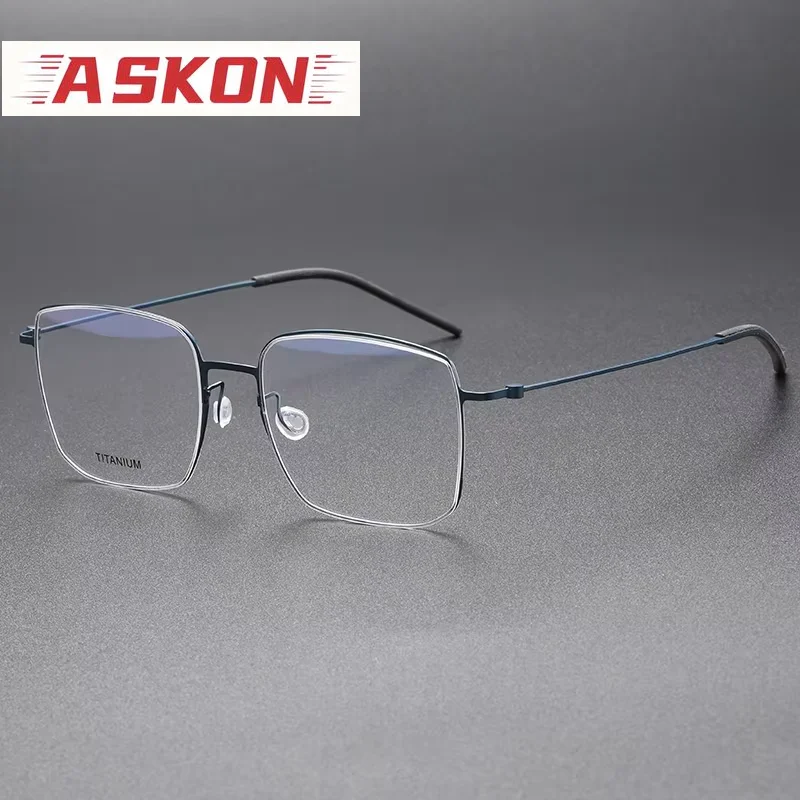 ASKON Pure titanium Glasses Frame Men women Square Eyeglasses frames Eyewear Ultralight Screwless ultra light male spectacles