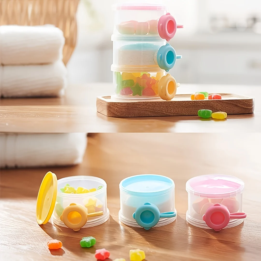 

Трехслойный разноцветный контейнер для сухого молока с боковым открытием, многофункциональный штабелируемый контейнер для хранения продуктов, портативный диспенсер для закусок для использования на улице